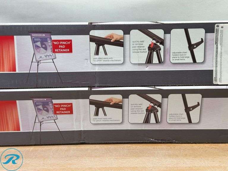 (2)Office Depot® Brand Presentation Easel, 35-1/2"-65"H, Black With Chart Holder- New/ Damaged Box - Roller Auctions