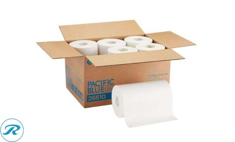 CaterWrap Pre-Rolled Cutlery: Linen-Like Napkin, Natural/White, Case Of 100 Rolls- New; Pacific Blue Ultra® by GP PRO: 1-Ply, 9" x 400', White, 6 Rolls - New - Roller Auctions