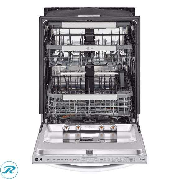 LG Top Control Wi-Fi Enabled Towel Bar Handle Dishwasher with 1-Hour Wash & Dry, QuadWash Pro, TrueSteam and Dynamic Heat Dry - Like New - $999 Retail, Dent on Back Left Bottom Panel Causing Bottom Rack To Be Hard To Push In - Roller Auctions