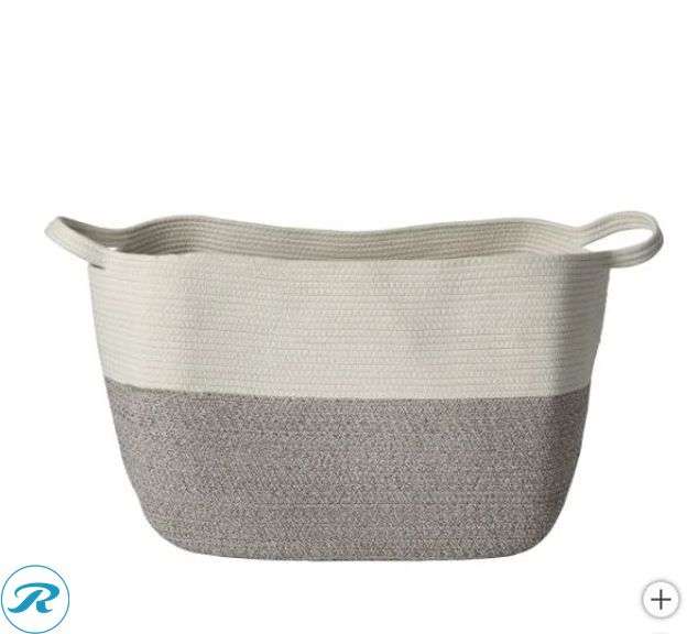 (2) Artesa Rope Basket- New; (1) Striped Bath Mat- Like New