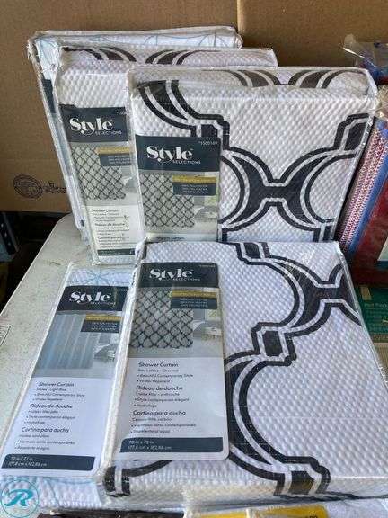 (31) New- Assorted home Supply includes (2) Organizer hanging (6) Shower curtain (19) Rod Pocket panel (different design & color) (4) Back tab valance (different design & color) (see photos) - Roller Auctions