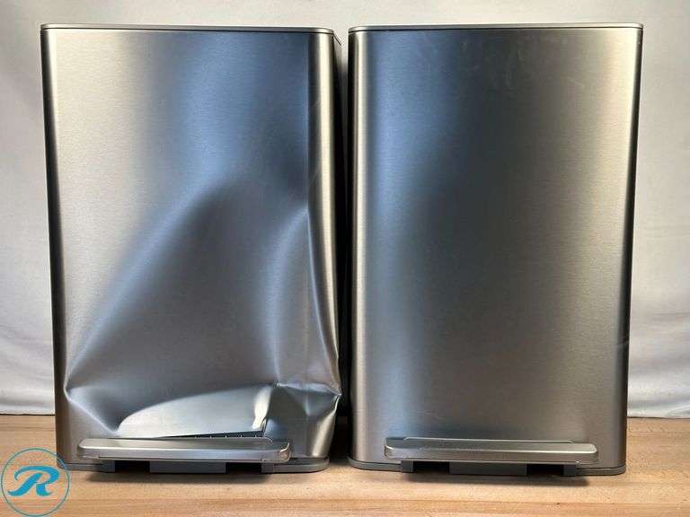 (2) Kohler 47L Step Trash Can - New - (1) Heavily Dented, (1) Small Dent - Roller Auctions