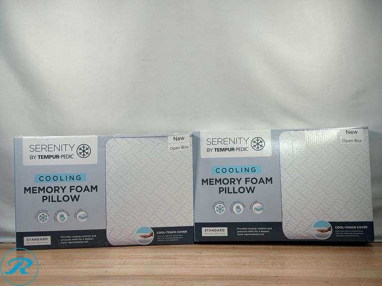 (2) Serenity by Tempur-Pedic Cooling Memory Foam Pillow - New - Open Box - Roller Auctions