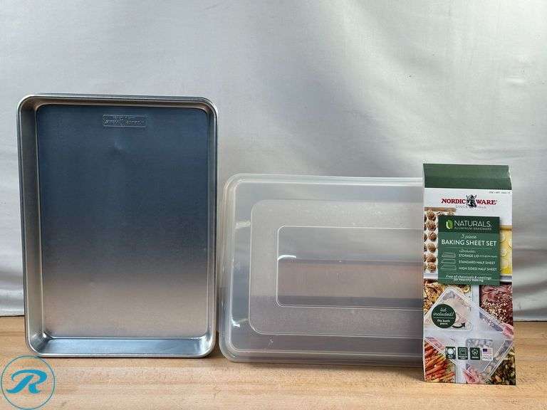 (4) KitchenAid 4-piece Silicone Oven Mitt Set- Like New, (1) Missing Mitts Set; (2) Nordic Ware: Naturals 3-Piece Baking Sheet Set With Lid- Like New - Roller Auctions