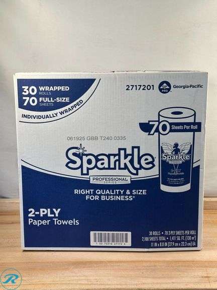 Highmark® ECO 2-Ply Paper Towels, 100% Recycled, 85 Sheets Per Roll, Case Of 30 Rolls- New/ Damaged Box; Sparkle® Professional Series by GP PRO 2-Ply Kitchen Paper Towels, 70 Sheets Per Roll, Pack Of 30 Rolls- New - Roller Auctions