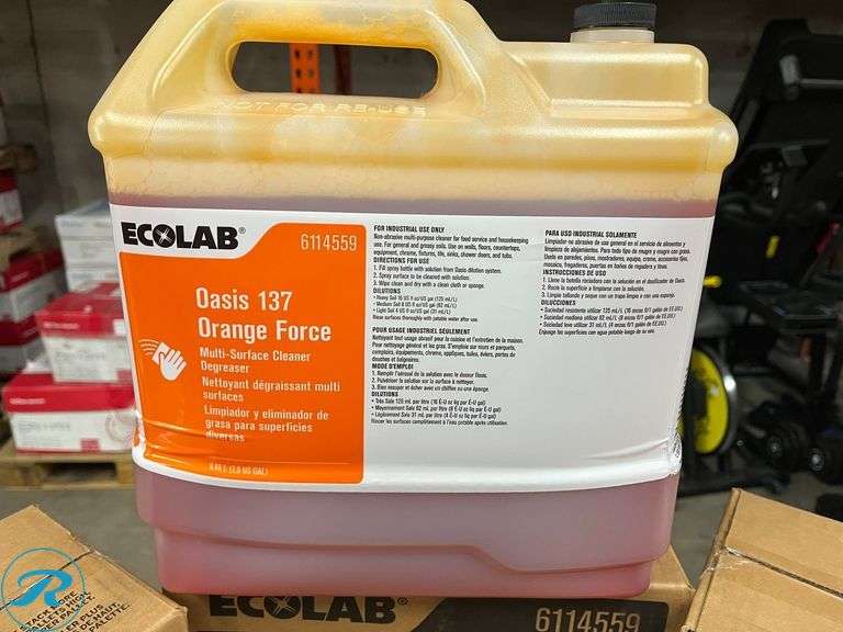 (4) EcoLab Oasis 137 Orange Force Multi-Surface Cleaner/Degreaser, Expired 11/2024 - New - Roller Auctions