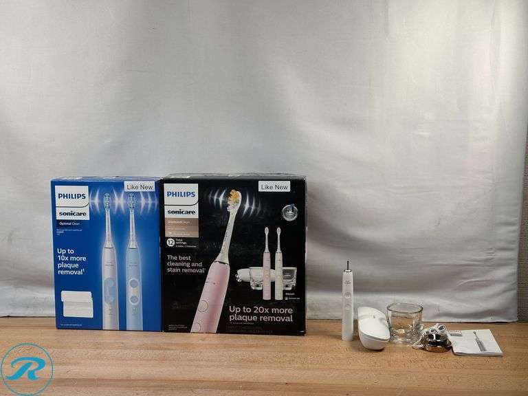 (3) Philips: Sonicare DiamondClean Smart Electric Rechargeable Toothbrush- Like New; Philips: Sonicare Optimal Clean Rechargeable Electric Toothbrush, 2-pack- Like New - Roller Auctions