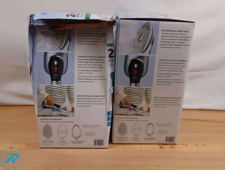 (2) Conair 2-in-1 Steamer & Iron with Gentle Temp - New - (1) Damaged Box - Roller Auctions
