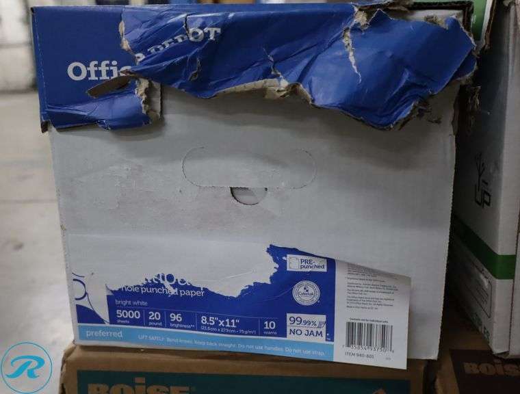 (6) Assorted 5000pc Per Case, 8.5" x 11", 92 Brightness, 20 Pounds - New/Damaged Box/Few Damaged - Roller Auctions