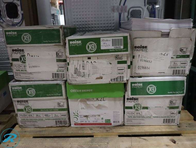 (6) Boise Paper X9 Extra Large - 2500pc Per Case, 11" x 17", 92 Brightness, 20 Pounds - New/Damaged Box/Few Damaged - Roller Auctions
