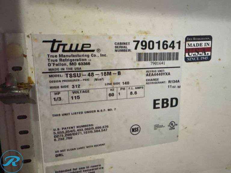 True TSSU-48-18M-B 2-Door Mega Top Refrigerated Sandwich Prep Table on Casters - Roller Auctions