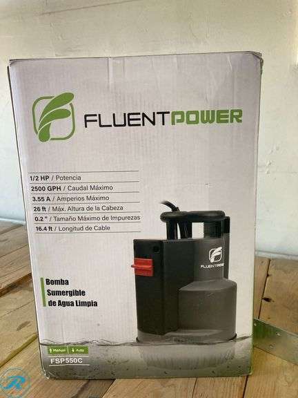 (1) New- FLUENTPOWER 1/2-HP 110 -Volt 41.7-Gallon Plastic Submersible sump pump - Roller Auctions