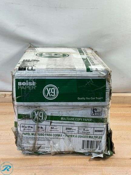 Boise® X-9® Multi-Use Printer & Copy Paper, 5 Reams, White, Ledger (11" x 17"), 2500 Sheets Per Case, 20 Lb, 92 Brightness- New/ Damaged Packaging - Roller Auctions