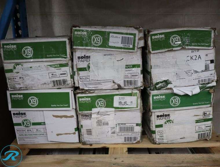 (6) Boise Paper X9 - 5000pc Per Case, 8.5" x 11", 92 Brightness, 20 Pounds - New/Damaged Box/Few Damaged - Roller Auctions