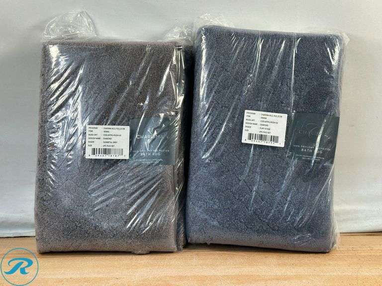 Charisma: Drylon Diamond Bath Rugs, 2-pack, Gunmetal Grey- New; Charisma: Drylon Diamond Bath Rugs, 2-pack, Flint Stone- New - Roller Auctions
