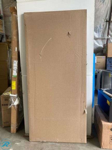 (1) New- LARSON 40 Midview 36-in x 81-in White Wood core Reversible Hinge Storm Door with Retractable Screen ( Brushed nickel Handle Included ) - Roller Auctions