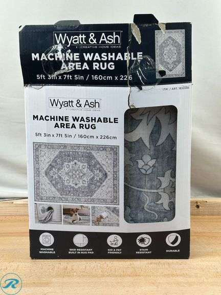 Wyatt & Ash: Washable Indoor Area Rug, Darya 5'3" x 7'5"- Like New; Door Mat- Like New - Roller Auctions