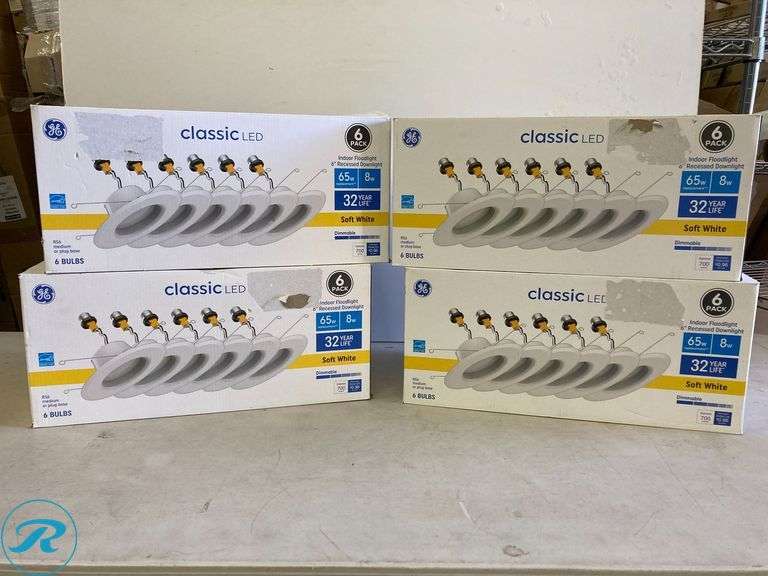(4) New- GE Classic White 5-in or 6-in 700 -Lumens Soft White Round Dimmable LED Damp rated Recessed Downlight 6 -Pack - Roller Auctions