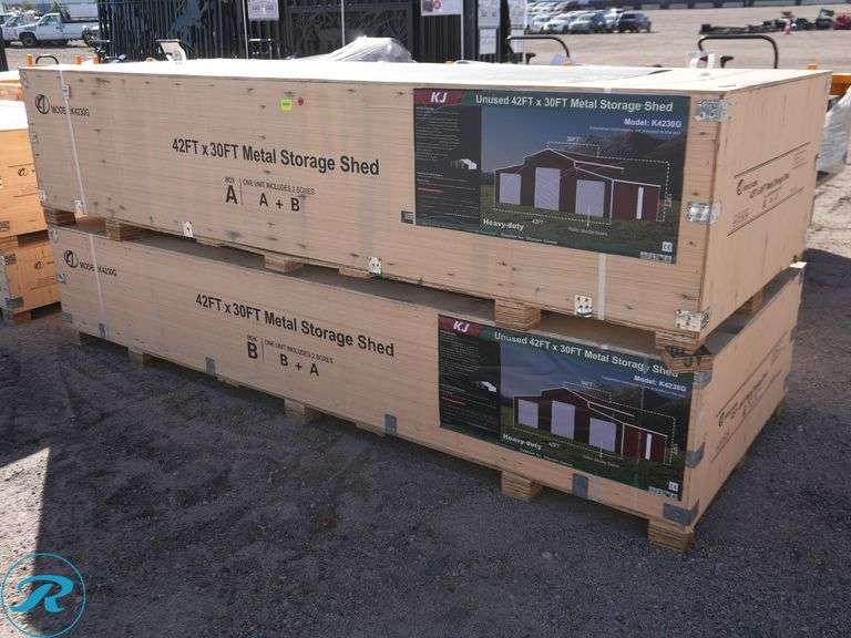 New KJ K4230G Metal Storage Shed, 42' x 30' - Roller Auctions