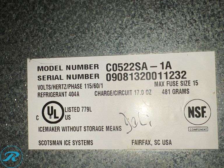 Scotsman Prodigy C0522SA-1A Air Cooled Icemaker - Roller Auctions