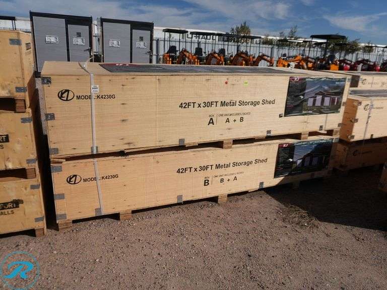 New KJ K4230G Metal Storage Shed, 42' x 30' - Roller Auctions