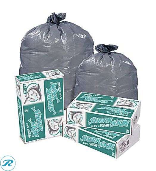 (4) Shark Skin 0.5-mil Regular Can Liners, 16 Gallons, 24" x 32", Gray, Pack Of 500 - New - Roller Auctions