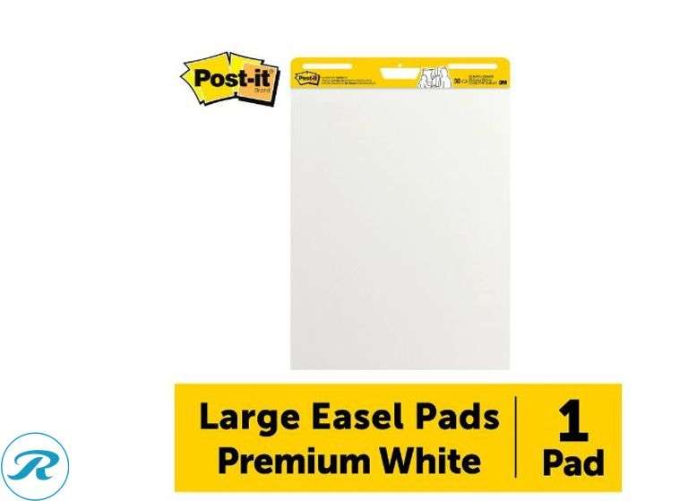 (2) Office Depot® Brand: Self-Stick Easel Pad, 25" x 30", 30 Sheets, 30% Recycled, White, 21509- New; Post-it®: Super Sticky Easel Pads, 25" x 30", 1 Pad, 30 Sheets/Pad, School Supplies for Classrooms, White- New - Roller Auctions