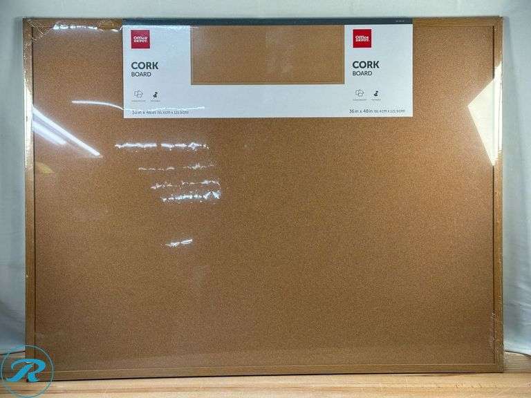Office Depot® Brand Cork Bulletin Board, 36" x 48"- New/ Small Damage on Bottom Left Corner - Roller Auctions