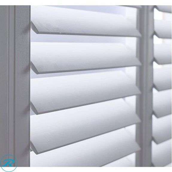 (4) New- LEVOLOR Custom Traditional Polyresin Shutters (2) Kitchen 27.75" x 37.25" (2) Living room 32.8750" x 68.8750 - Roller Auctions