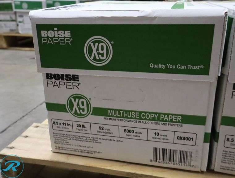 (3) Boise Paper X9 - 5000pc Per Case, 8.5" x 11", 92 Brightness, 20 Pounds - New/Damaged Box/Few Damaged - Roller Auctions