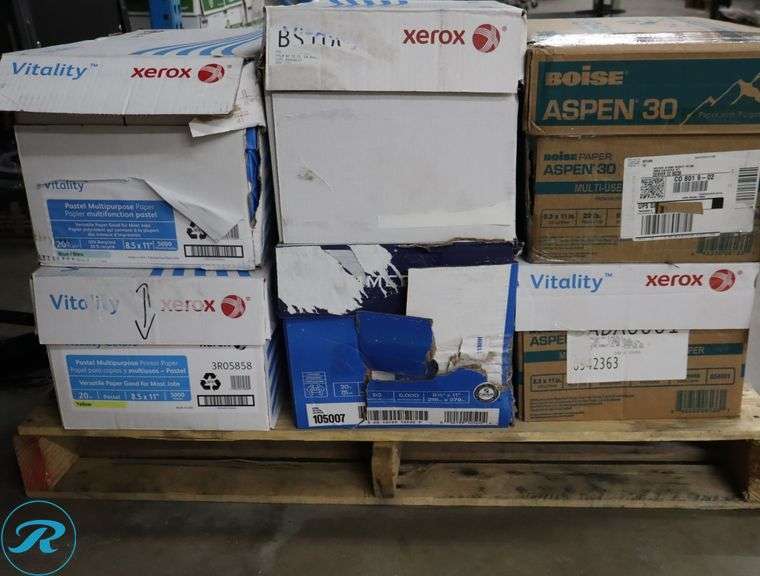 (6) Assorted 5000pc Per Case, 8.5" x 11", 92 Brightness, 20 Pounds - New/Damaged Box/Few Damaged - Roller Auctions