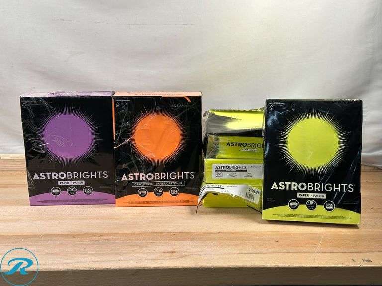 (4) Astrobrights® Color Multi-Use Printer & Copy Paper, Lemon- New/ Damaged Packaging; Astrobrights® Color Multi-Use Printer & Copy Paper, Cosmic Orange- New; Astrobrights® Color Multi-Use Printer & Copy Paper, Purple- New - Roller Auctions