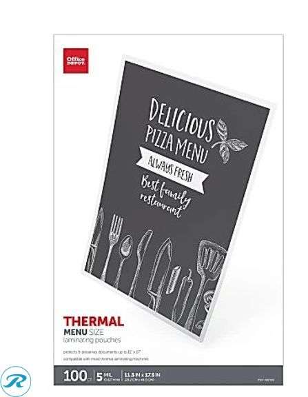 Office Depot® Brand Laminating Pouches, Menu Size, 5 mil, 11-1/2" x 17-1/2", Pack Of 100 Pouches- New; Office Depot® Brand Laminating Pouches, Letter Size, 9" x 11-1/2", Pack Of 200 Pouches- New; Scotch® Thermal Laminating Pouches, 8.9" x 14.4", 20 Laminating Sheets, Fits Legal Size- New/ Some Missing - Roller Auctions