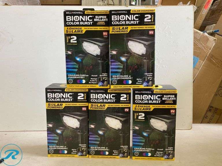 (5) New- BELL + HOWELL 2 -Pack Bionic Lighting 44 -Lumens 0.5 -Watt Black Solar LED Outdoor Path Light ( 6000-K ) - Roller Auctions