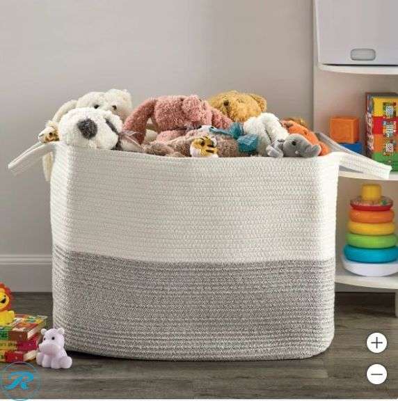(2) Artesa Rope Basket- New; (1) Striped Bath Mat- Like New - Roller Auctions