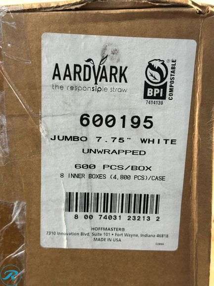 (2) Jumbo 7.75" Straws, White, 4,800ct- New - Roller Auctions
