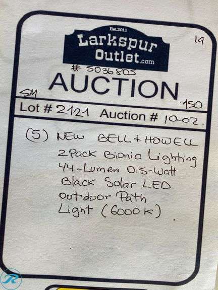 (5) New- BELL + HOWELL 2 -Pack Bionic Lighting 44 -Lumens 0.5 -Watt Black Solar LED Outdoor Path Light ( 6000-K ) - Roller Auctions