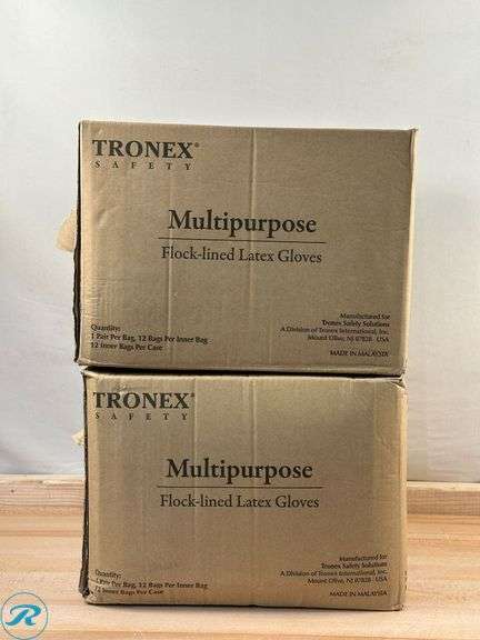 (2) Tronex Extra-Strength Multipurpose Flock-Lined Latex Gloves, X-Large, Yellow, Pack Of 144 Gloves- New - Roller Auctions