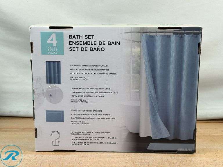 4-piece Bath Set, Blue- New/ Open Box, 4-piece Bath Set, Taupe- New/ Open Box - Roller Auctions