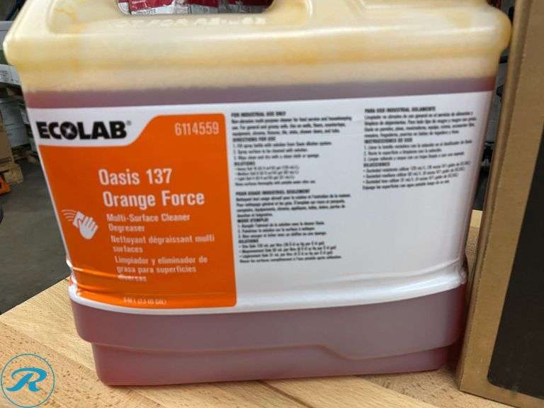 (2) EcoLab Oasis 137 Orange Force Multi-Surface Cleaner/Degreaser, Expired 11/2024 - New - Roller Auctions