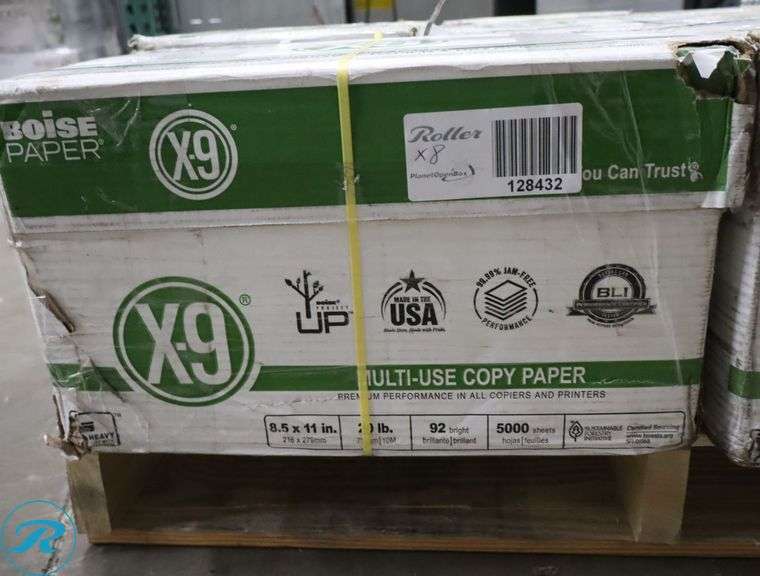 (8) Boise Paper X9 - 5000pc Per Case, 8.5" x 11", 92 Brightness, 20 Pounds - New/Damaged Box/Few Damaged - Roller Auctions