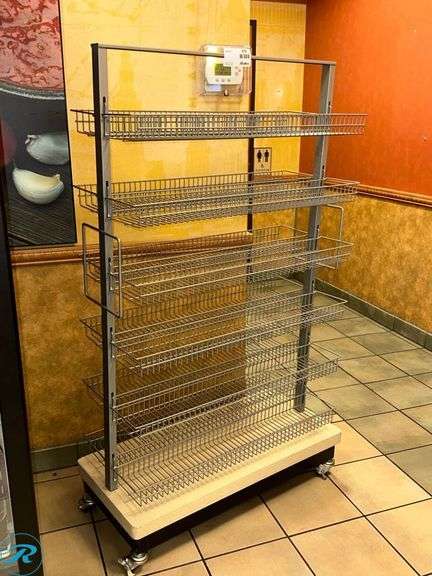 Metal Wire Display Rack on Rolling Base