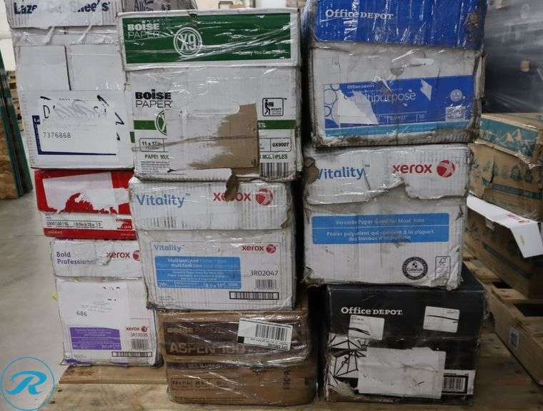 Pallet Of Assorted Paper - New/Damaged Box/Some Missing - Roller Auctions