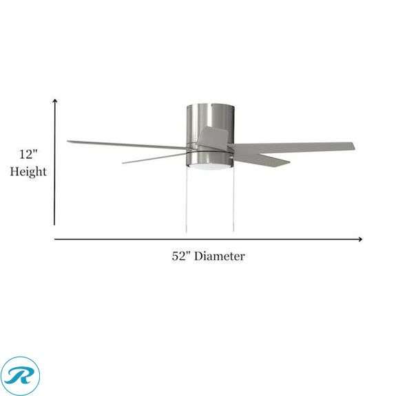 (2) New-Harbor Breeze Quonta 52-in Integrated LED Flush Mount Brushed Nickel with Matte Black/Brushed Nickel Blades Ceiling Fan With Light ( 5 -Blade ) - Roller Auctions