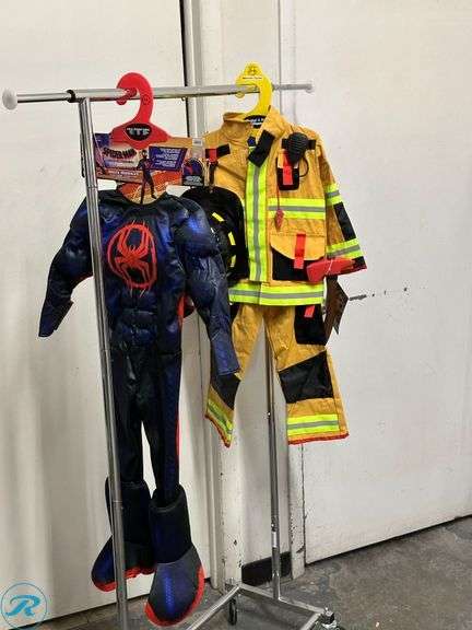 Kid's Fireman Costume, Age 5-6- New/ Has a Tear; Kid's Spiderman Costume, Miles Edition, Age 3-4- New