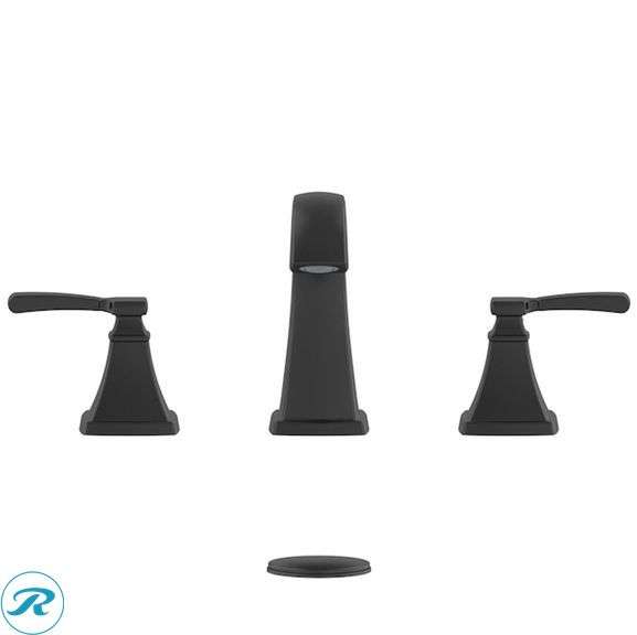 (1) New- allen + roth Chesler Matte Black Widespread 2-handle WaterSense Mid-arc Residential Handle Bathroom Sink Faucet with Drain