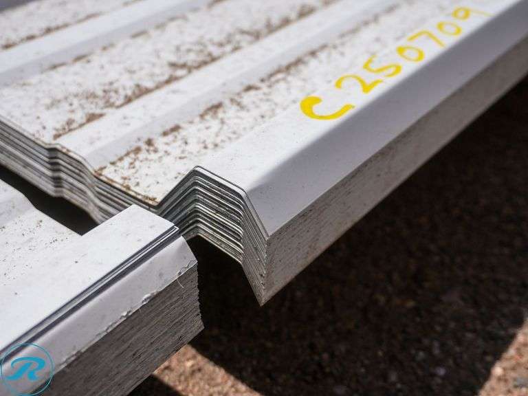(50) New 28-Gauge Painted Galvanized R-Panels, 12' Long, 36" Coverage, White - Roller Auctions