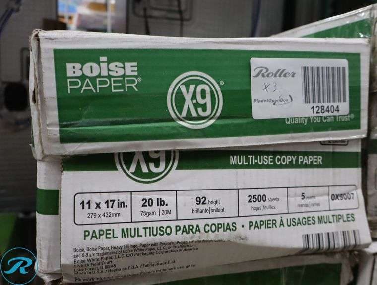 (3) Boise Paper X9 Extra Large - 2500pc Per Case, 11" x 17", 92 Brightness, 20 Pounds - New/Damaged Box/Few Damaged - Roller Auctions