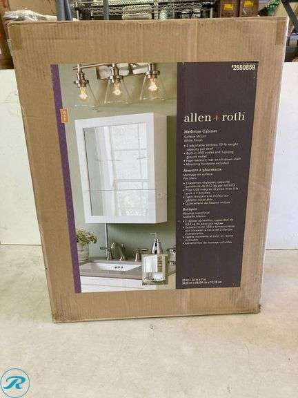 (1) New- allen + roth 20-in x 26-in x 7-in White Soft Close Bathroom Wall Cabinet - Roller Auctions