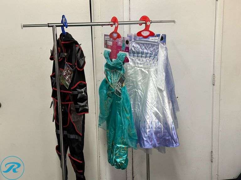 (2) Disney Princess Costumes, Age 3-4- Like New/ (1) Has Dirt on the Back of Dress; Ninja Costume(No Ninja Star), Age 7-8- Like New - Roller Auctions